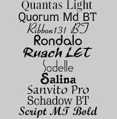Quantas Light, Quorum Md BT, Ribbon131 BT, Rondalo, Ruach LET, Sadelle, Salina, Sanvito Pro, Schadow BT, Script MT Bold