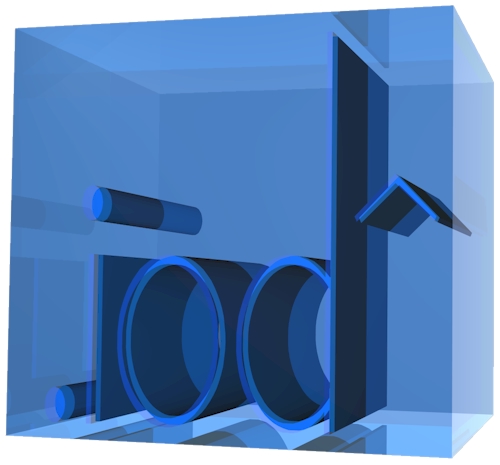 3D Text in a Blue Glass with Internal Reflections